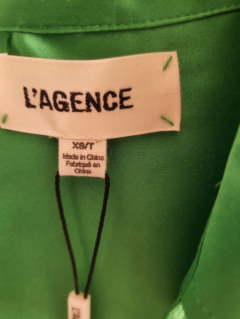 Women’s Green Satin Button-Up Blouse - Picture 7 of 9